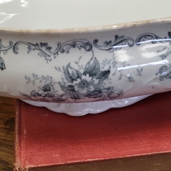 Antique Vegetable Dish by JH Weatherby Sons, Semi-porcelain Trentham Blue China - Picture 6 of 10